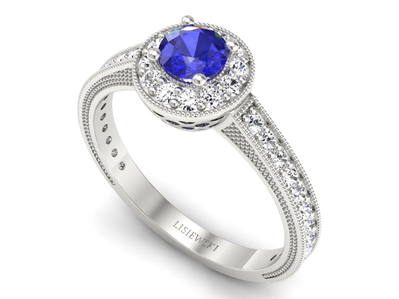 Pierścionek z szafirem i brylantami - p16629bszc — zdjęcie 3