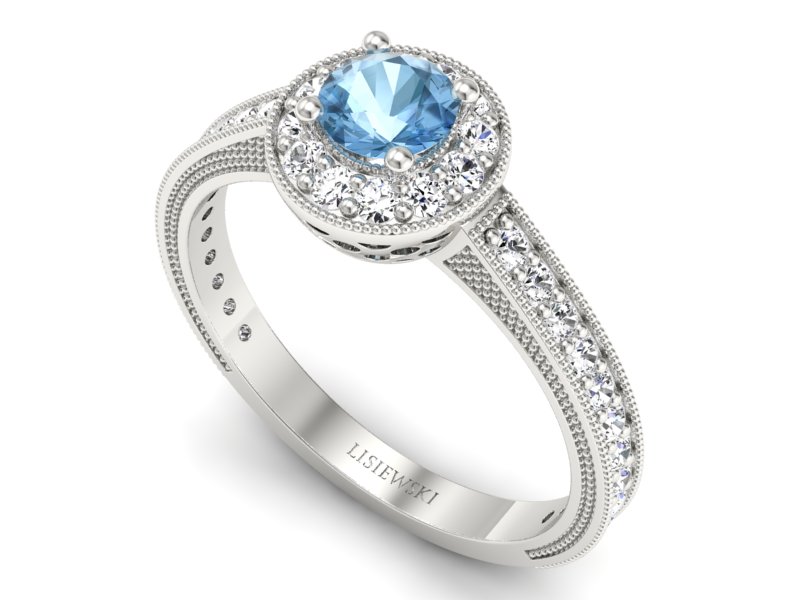 Pierścionek z topazem i brylantami białe złoto - p16629btp — zdjęcie 3