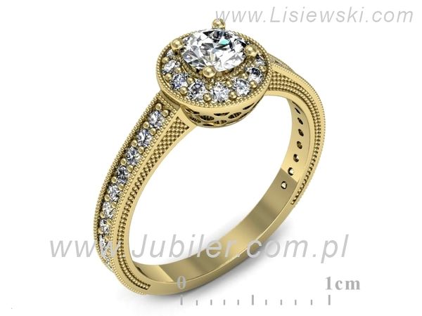Złoty Pierścionek z brylantami złoto próby 585 żółte złoto - p16629z- 1