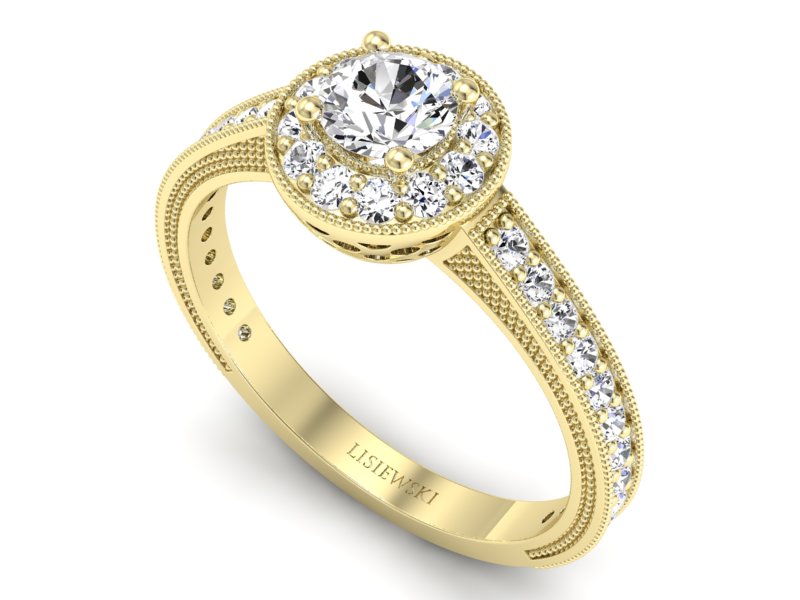 Złoty pierścionek z brylantami żółte złoto - p16629z — zdjęcie 3