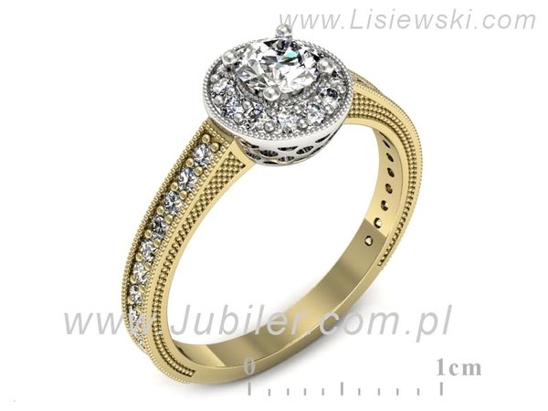 Pierścionek z diamentami żółte i białe złoto próba 585 - p16629zb- 1
