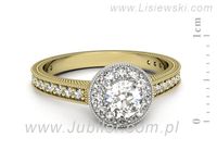 Pierścionek z diamentami żółte i białe złoto próba 585 - p16629zb- 2