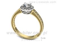 Pierścionek z diamentami żółte i białe złoto próba 585 - p16629zb- 3