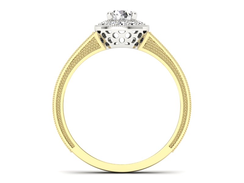 Pierścionek z diamentami żółte i białe złoto - p16629zb — zdjęcie 2