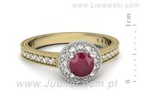 Pierścionek z rubinem i diamentami w żółtym i białym złocie - p16629zbr- 2