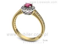 Pierścionek z rubinem i diamentami w żółtym i białym złocie - p16629zbr- 3