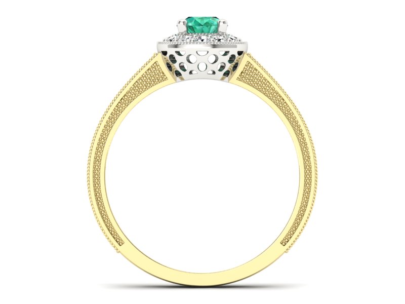 Pierścionek ze szmaragdem i diamentami - p16629zbsm — zdjęcie 2