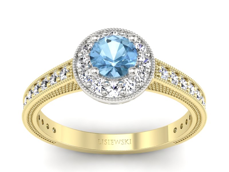 Pierścionek z topazem i brylantami - p16629zbtp