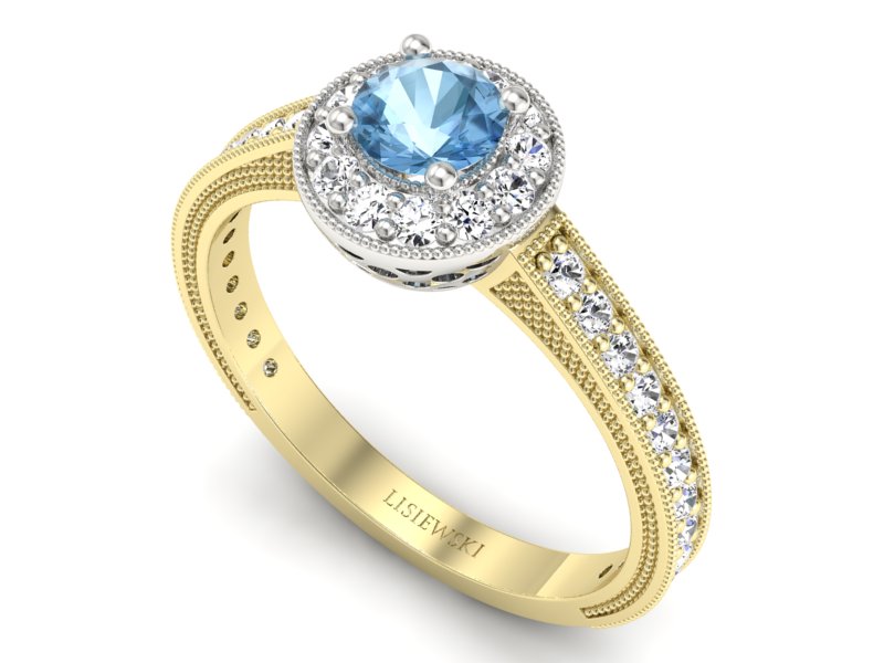 Pierścionek z topazem i brylantami - p16629zbtp — zdjęcie 3