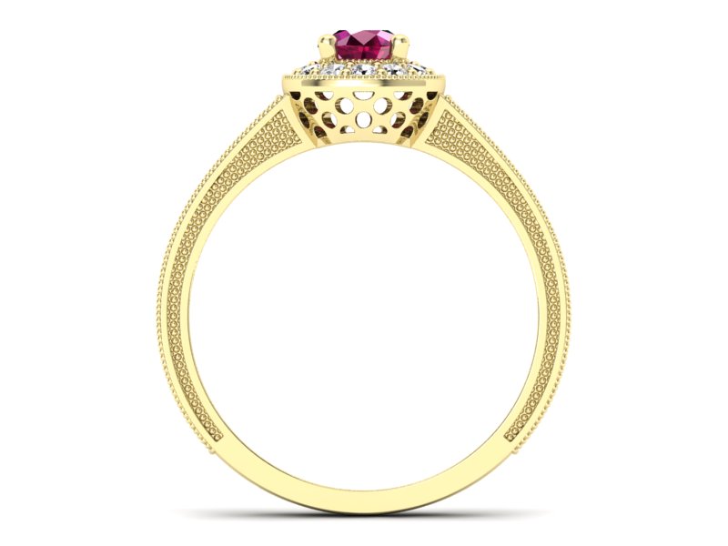 Pierścionek z rubinem i brylantami - p16629zr — zdjęcie 2