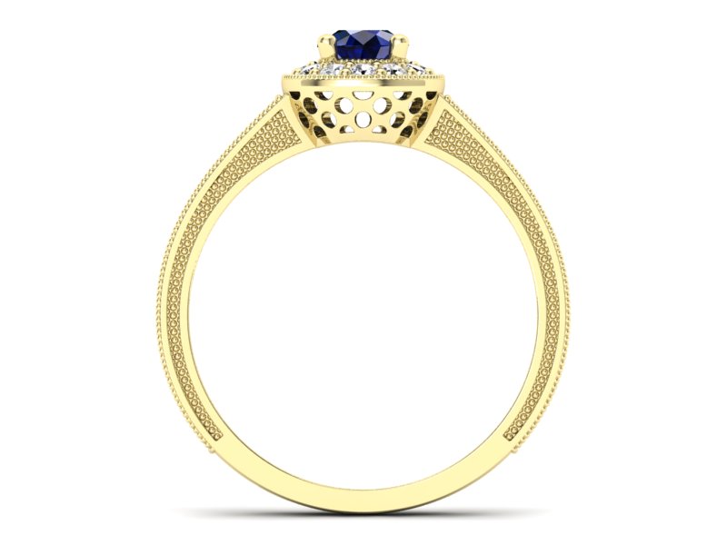 Złoty pierścionek z szafirem i brylantami - p16629zsz — zdjęcie 2