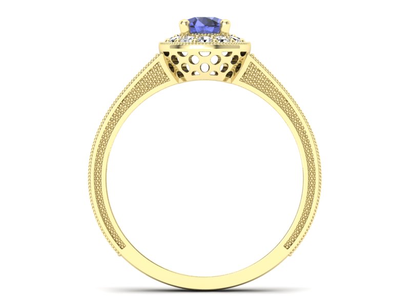 Pierścionek z tanzanitem i brylantami żółte złoto - p16629zt — zdjęcie 2