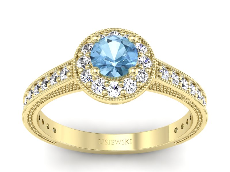 Złoty pierścionek z topazem i brylantami - p16629ztp