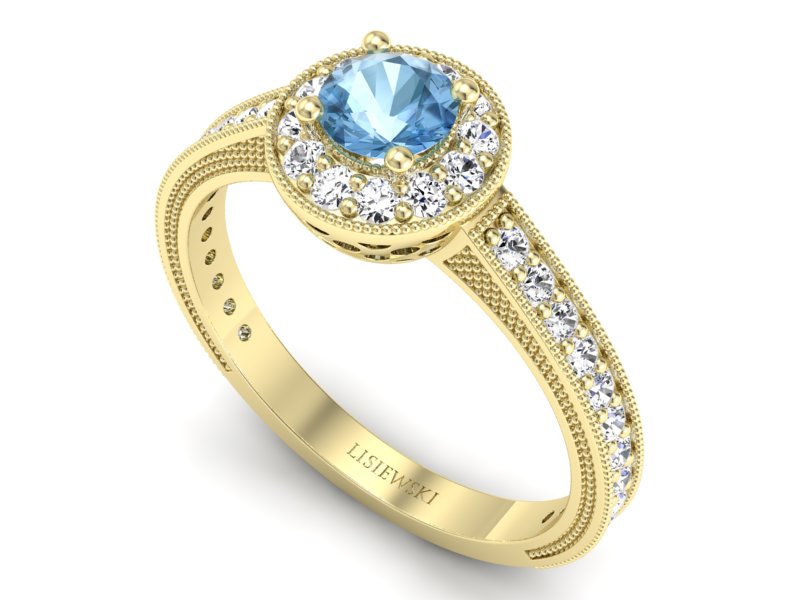 Złoty pierścionek z topazem i brylantami - p16629ztp — zdjęcie 3