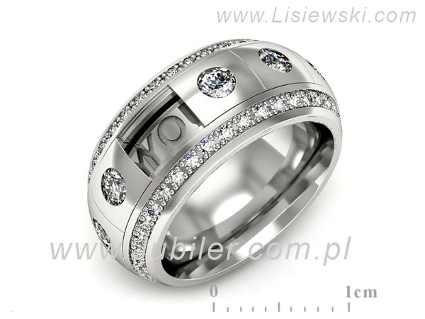 Pierscionek Obrączka z brylantami białe złoto próba 585 - p16630b- 1