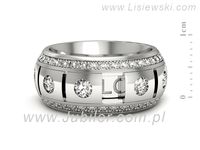 Pierscionek Obrączka z brylantami białe złoto próba 585 - p16630b- 2