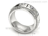 Pierscionek Obrączka z brylantami białe złoto próba 585 - p16630b- 3