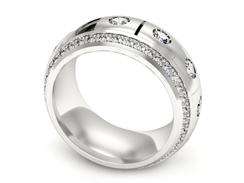 Pierścionek obrączka z brylantami białe złoto - p16630b — zdjęcie 3