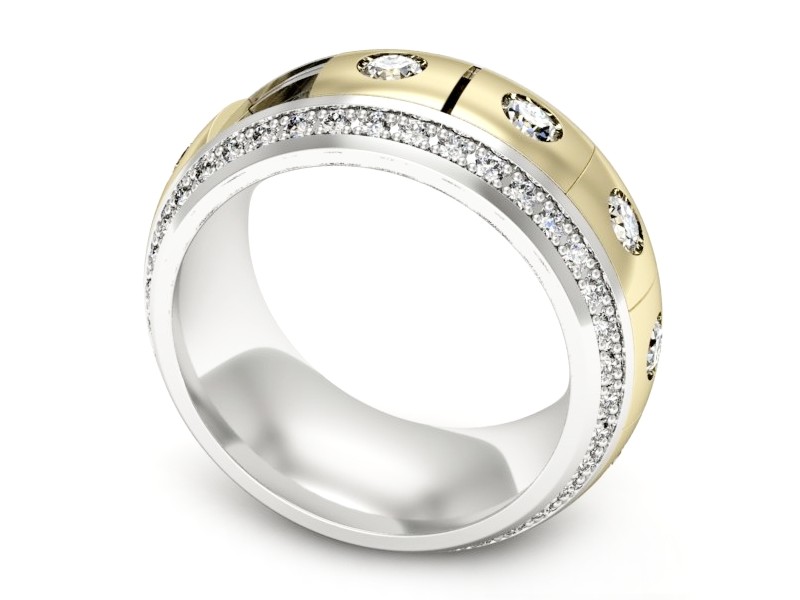 Obrączka z brylantami z białego i żółtego złota - p16630bz — zdjęcie 3