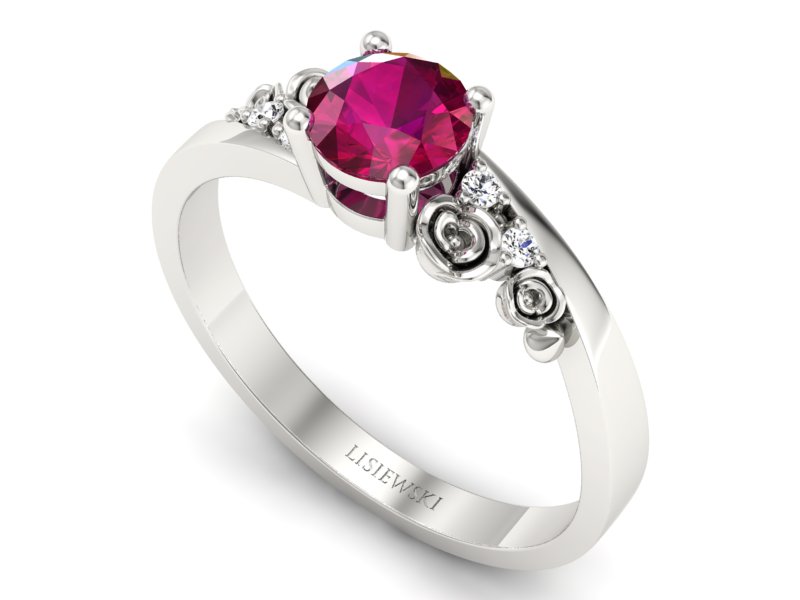 Pierścionek z rubinem i brylantami białe złoto - p16631br — zdjęcie 3