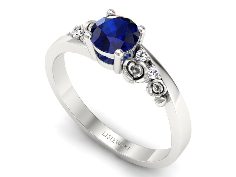 Pierścionek z szafirem i brylantami - p16631bsz — zdjęcie 3