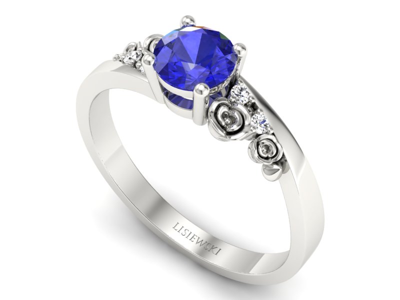 Pierścionek z szafirem i brylantami - p16631bszc — zdjęcie 3