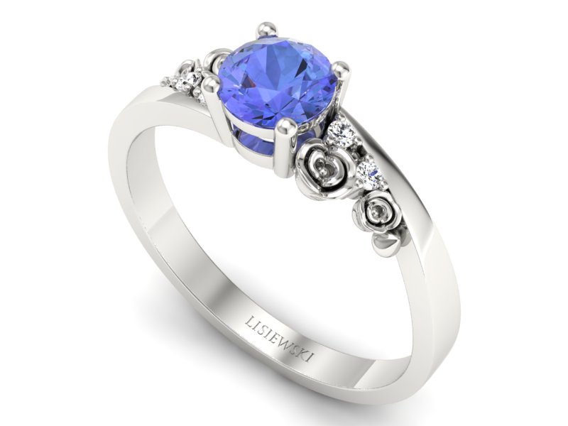 Pierścionek z tanzanitem białe złoto i brylantami - p16631bt — zdjęcie 3