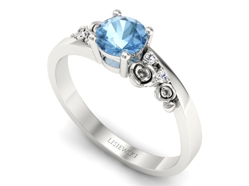 Pierścionek z topazem i brylantami białe złoto - p16631btp — zdjęcie 3