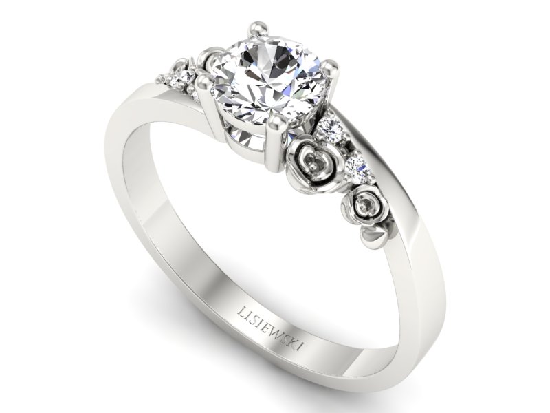 Złoty pierścionek z brylantami białe złoto - p16631bV — zdjęcie 3