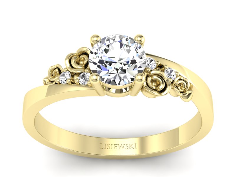 Złoty pierścionek z brylantami żółte złoto - p16631z