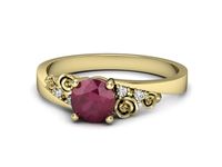Złoty pierścionek z rubinem i brylantami złoto proba 585 - p16631zr- 2