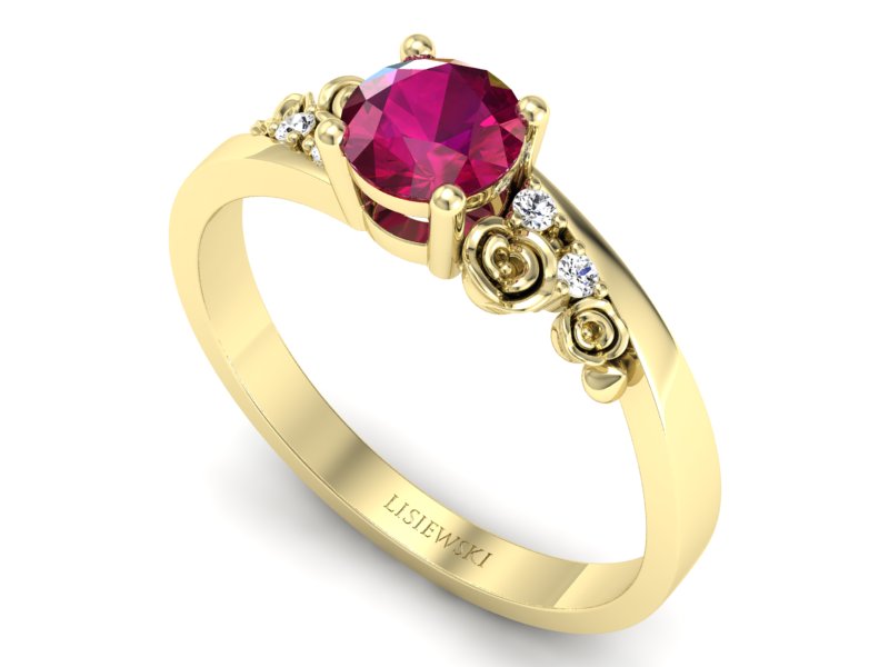 Pierścionek z rubinem i brylantami - p16631zr — zdjęcie 3