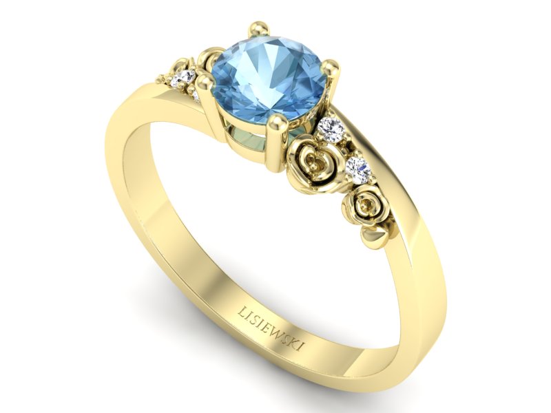 Złoty pierścionek z topazem i brylantami - p16631ztp — zdjęcie 3