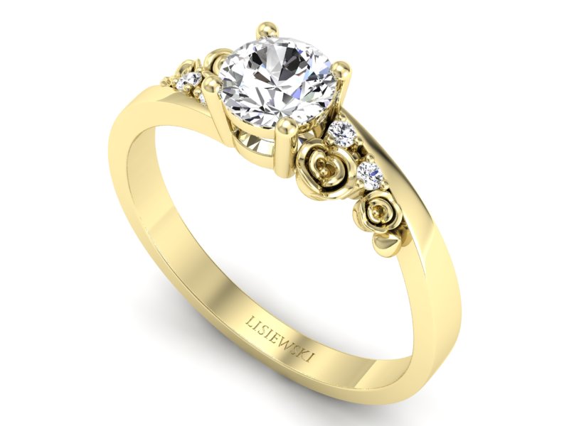 Złoty pierścionek z brylantami żółte złoto - p16631zV — zdjęcie 3