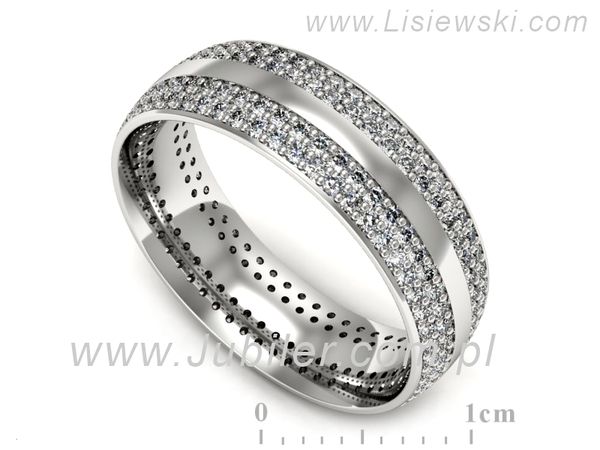 Pierscionek Obrączka z brylantami białe złoto próba 585 - p16632b- 1
