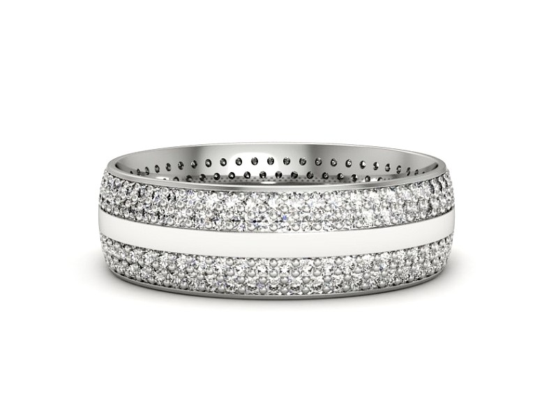 Pierścionek obrączka z brylantami białe złoto - p16632b — zdjęcie 2