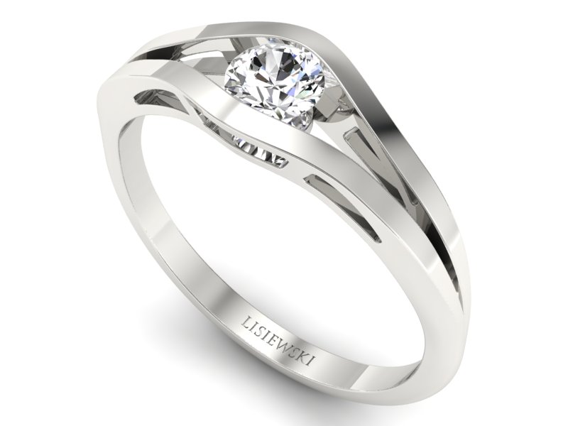 Złoty pierścionek z brylantem białe złoto - p16633b — zdjęcie 3