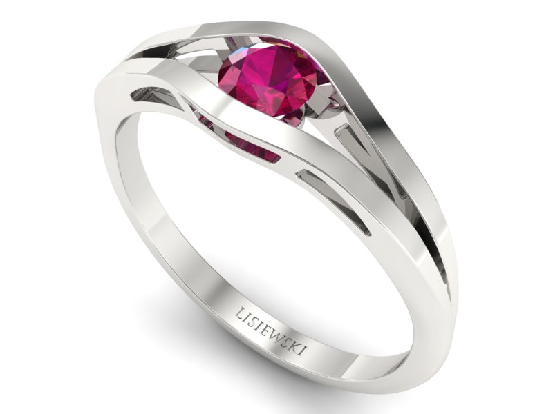 Złoty pierścionek z rubinem białe złoto - p16633br — zdjęcie 3