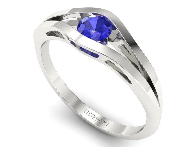 Złoty pierścionek z szafirem białe złoto - p16633bszc — zdjęcie 3