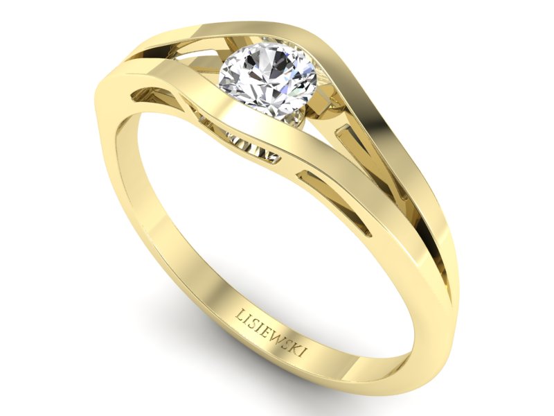 Złoty pierścionek z brylantem żółte złoto - p16633z — zdjęcie 3