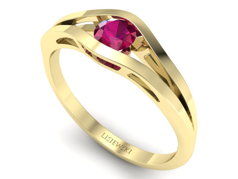 Złoty pierścionek z rubinem żółte złoto - p16633zr — zdjęcie 3