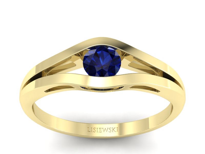 Złoty pierścionek z szafirem żółte złoto - p16633zsz