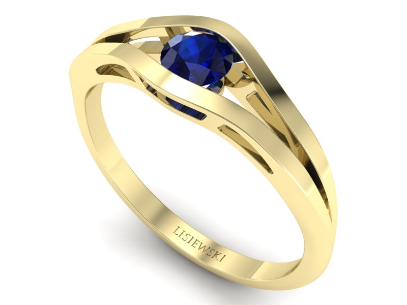 Złoty pierścionek z szafirem żółte złoto - p16633zsz — zdjęcie 3