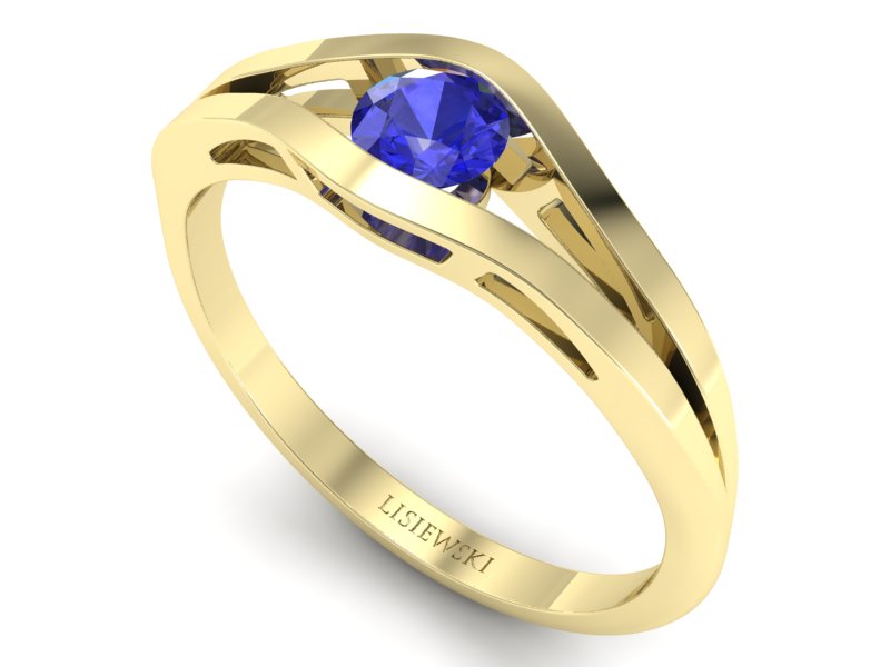 Złoty pierścionek z szafirem żółte złoto szafir - p16633zszc — zdjęcie 3