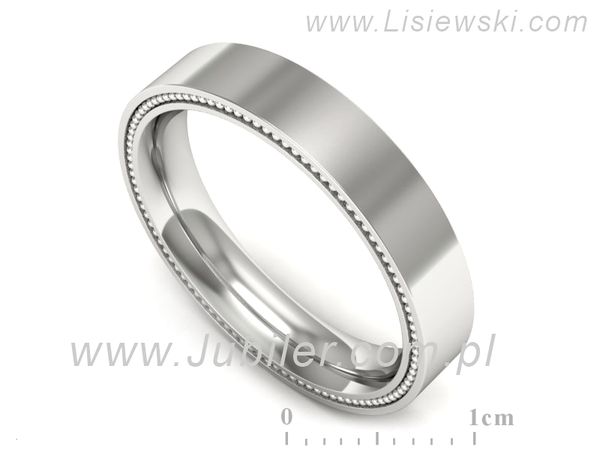 Obrączka białe złoto płaska soczewkowa proba 585 - p16635b- 1