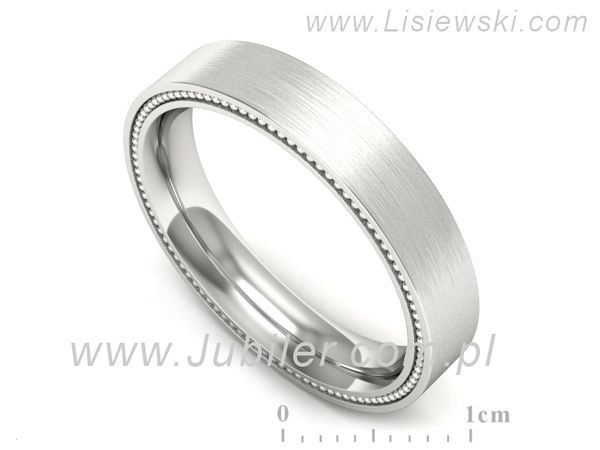 Obrączka białe złoto płaska soczewkowa proba 585 - p16635bmp- 1