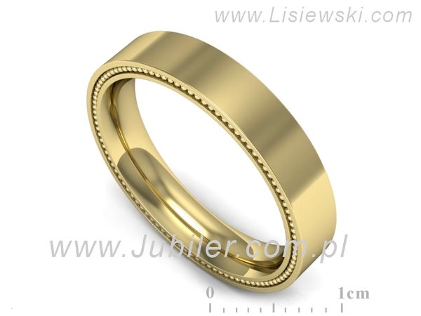 Obrączka płaska soczewkowa żółte złoto proba 585 - p16635z- 1