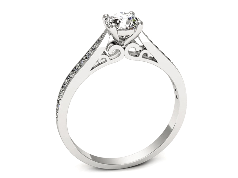 Złoty pierścionek z brylantami białe złoto - p16637b — zdjęcie 3