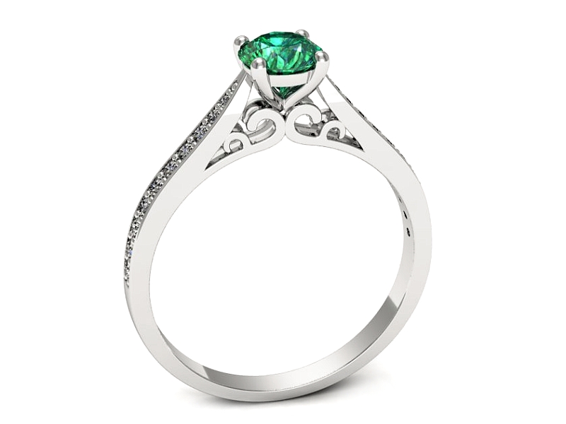 Złoty pierścionek ze szmaragdem i brylantami - p16637bsm — zdjęcie 3