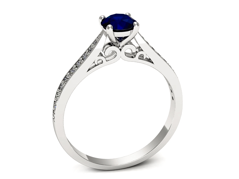 Pierścionek z szafirem i brylantami - p16637bsz — zdjęcie 3